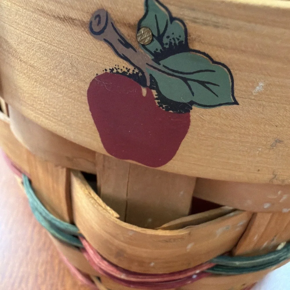 Autumn Apple Basket Full Of Wooden Apples Handle, Painted Apples Design 6